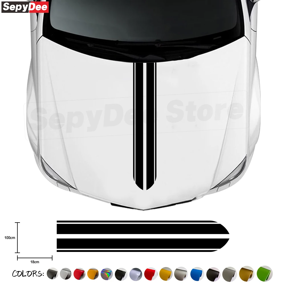 

2Pcs Car Head Hood Engine Cover Stickers Stripes Graphics Easy Style Auto Body Bonnet Decor DIY Vinyl Film Decal Car Accessories