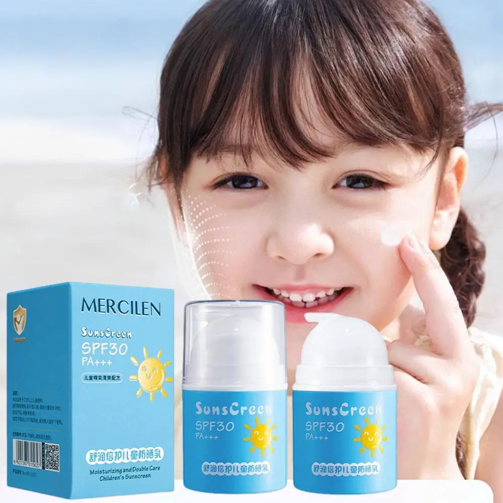 1/2PCS Kids Facial Sunscreen Whitening SPF30+ Sun Cream Sunblock Body Cream Skin Care Protective Cream Oil Control Moisturizing