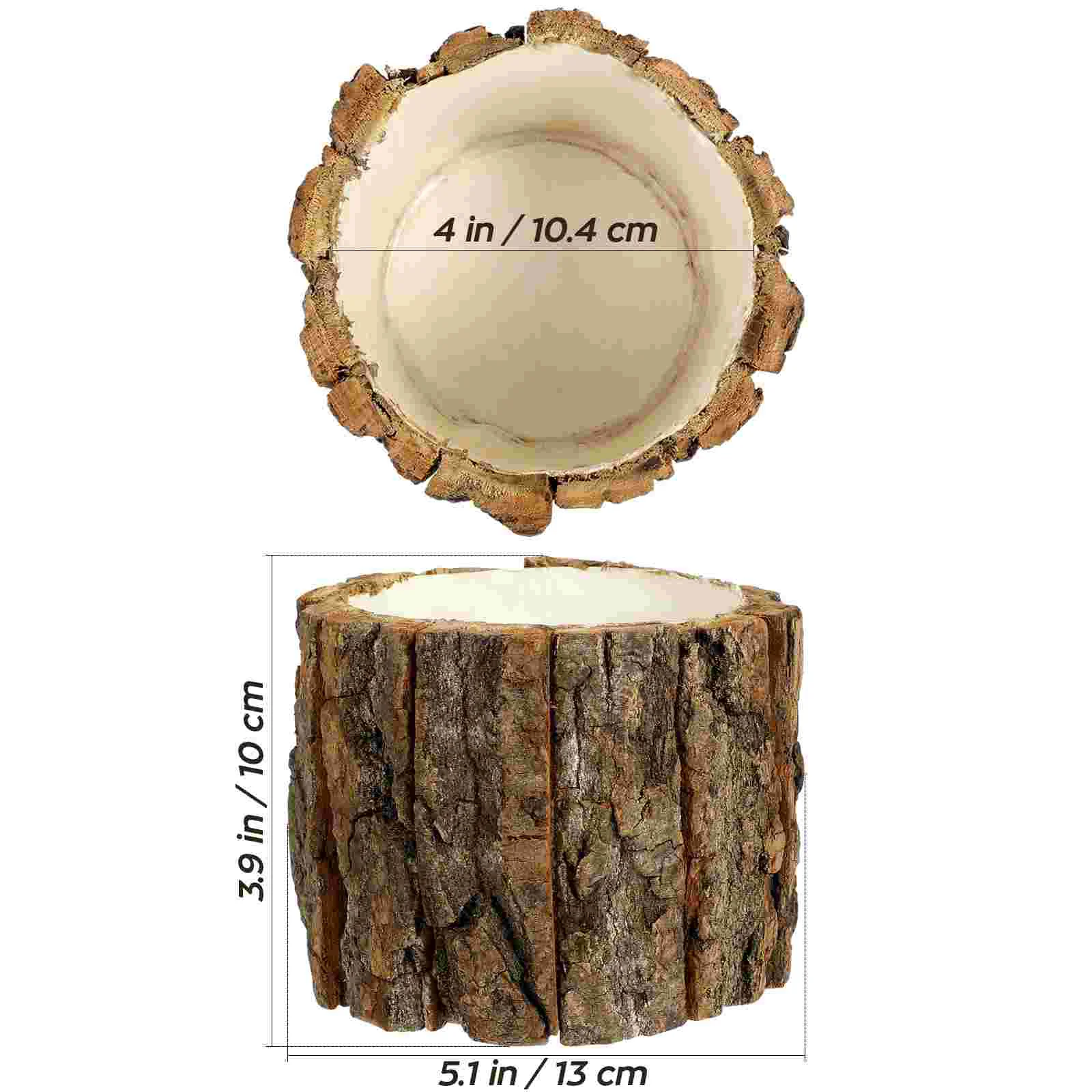 Waterproof Flower Bucket 10cm Bark Plant Pots Creative Design Decor Lasting Wood Container Unique Gift Small