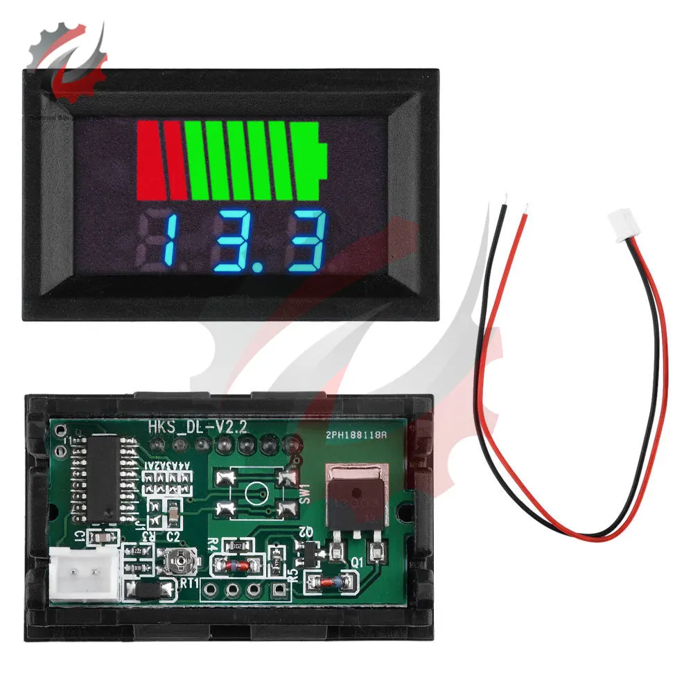 LED 디지털 배터리 잔량 표시기, 납산 리튬 배터리 용량 감지기, 계량기 모니터, DC 6V-72V, 자동차 전압계 테스터