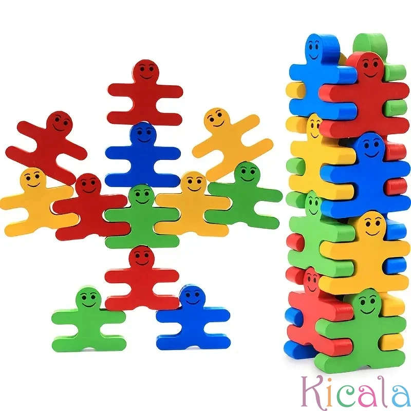 Develop Fine Motor Skills With Wooden Balance Villain Blocks Toys For Toddlers Educational Sorting & Matching Stacking Toys