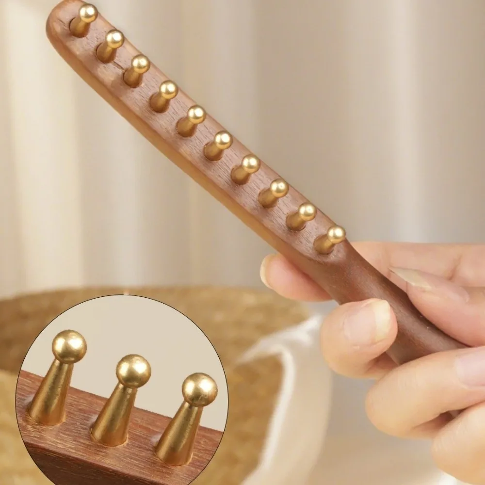 Reduce Puffiness Sandalwood Massager Comb Traditional Skin Scraping Brass Meridian Comb Natural Material Long Hair