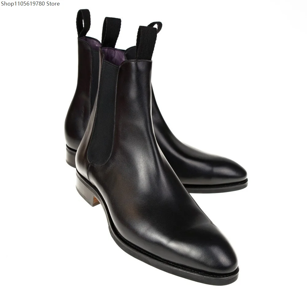 Men British Chelsea Ankle Boots Pointed Stitching 2026 Winter Outdoor Daily Cosplay Holiday Comfort Leather Fashion Footwear