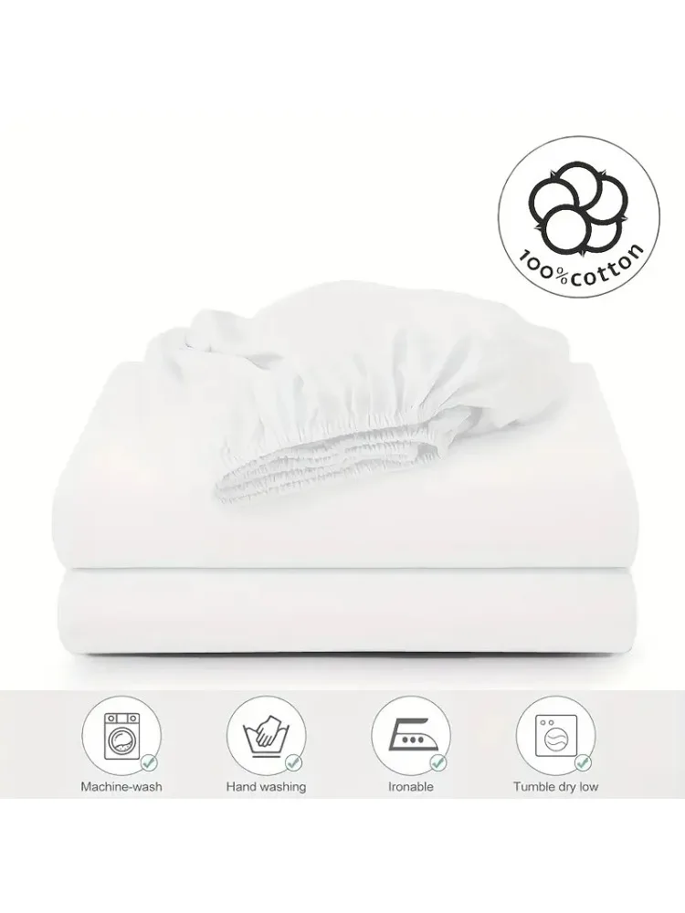 Bawełniane prześcieradło z gumką, jednokolorowe, na materac typu king size, pokrowiec na materac 140x190 200x200, prześcieradło. — 2