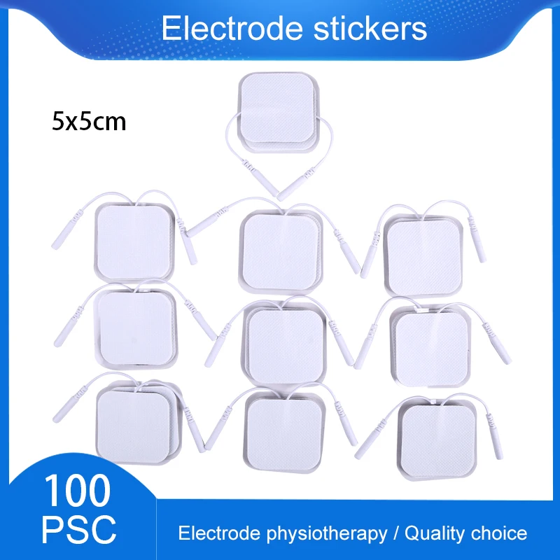 

100pcs 5x5cm Self Adhesive Electrode Pads for Tens Digital Therapy Machine Massager EMS Nerve Muscle Stimulator with 2mm Plug