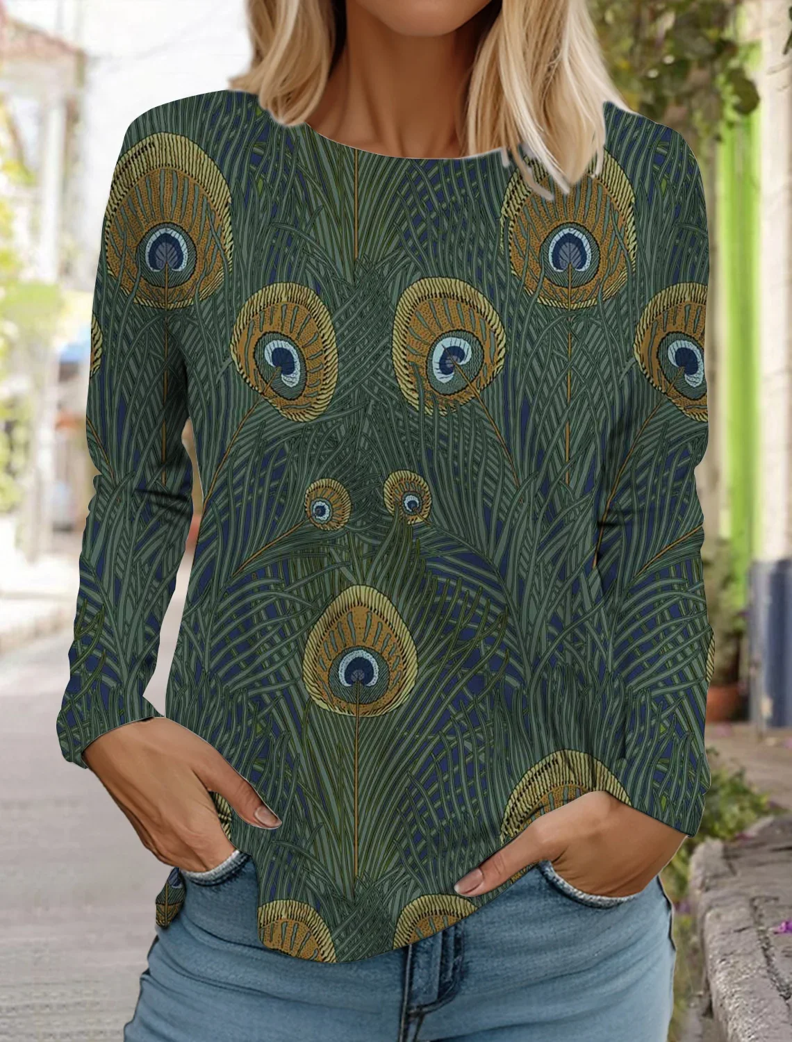 Vintage Floral Women's T Shirts Long Sleeve Round neck Casual Tops 3D Printed Flowers Loose T Shirts Spring New Women's Clothing