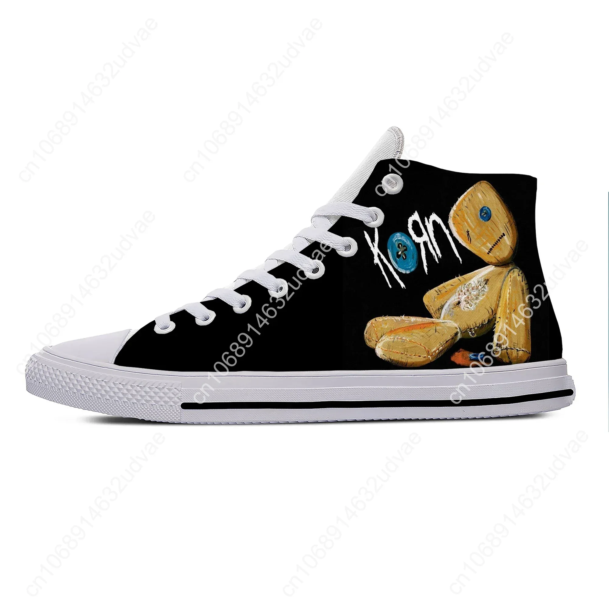 Korn Rock Band High Top Sneakers Mens Womens Teenager Casual Shoes Canvas Running Shoes 3D Printed Breathable Lightweight Shoe