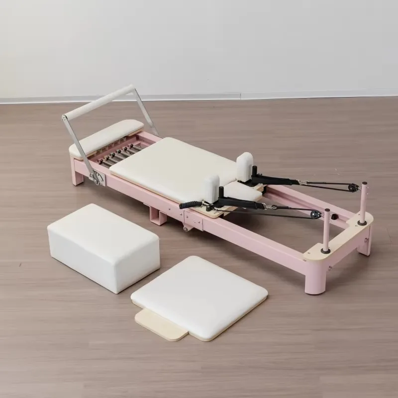 

Durable Aluminum Pink Commercial Studio Pilates Reformer Home Use Foldable Portable Adjustable Body Health Features