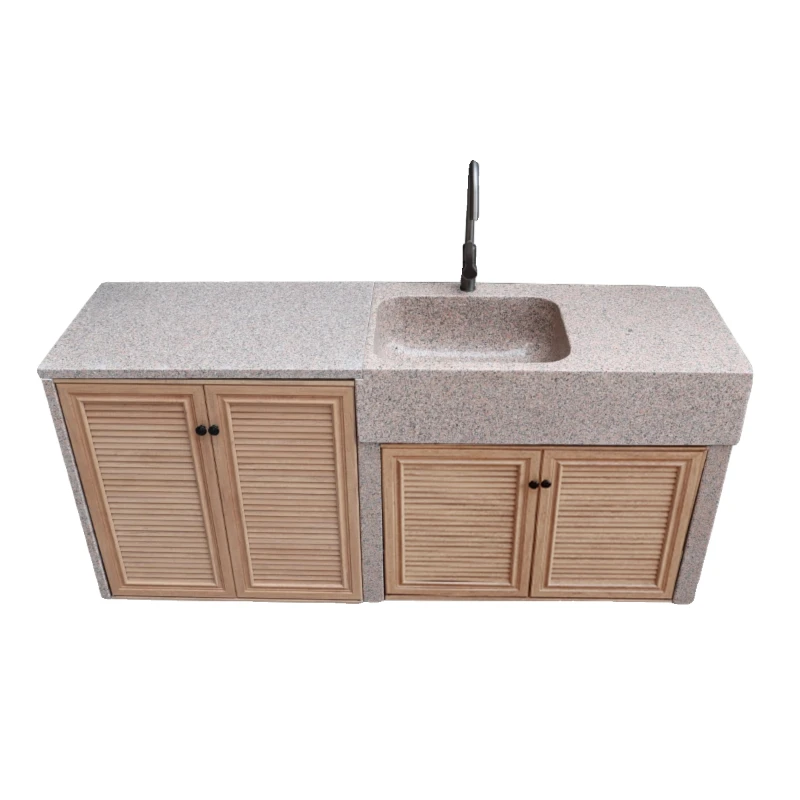 

Natural marble console courtyard outdoor kitchen integrated sink cabinet villa garden vegetable basin