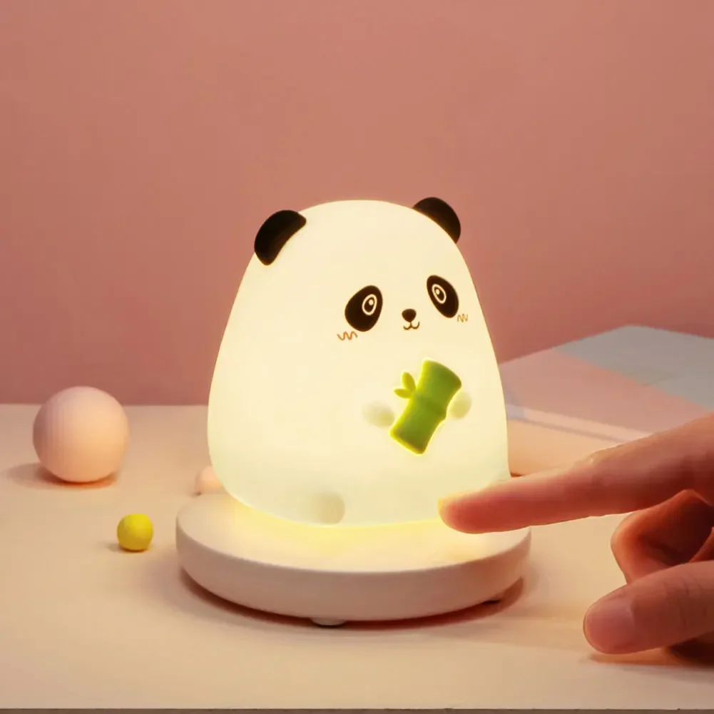Luzes noturnas led para quarto das crianças, animal bonito, porco, coelho, lâmpada de silicone, sensor de toque, dimmable, presente de feriado infantil