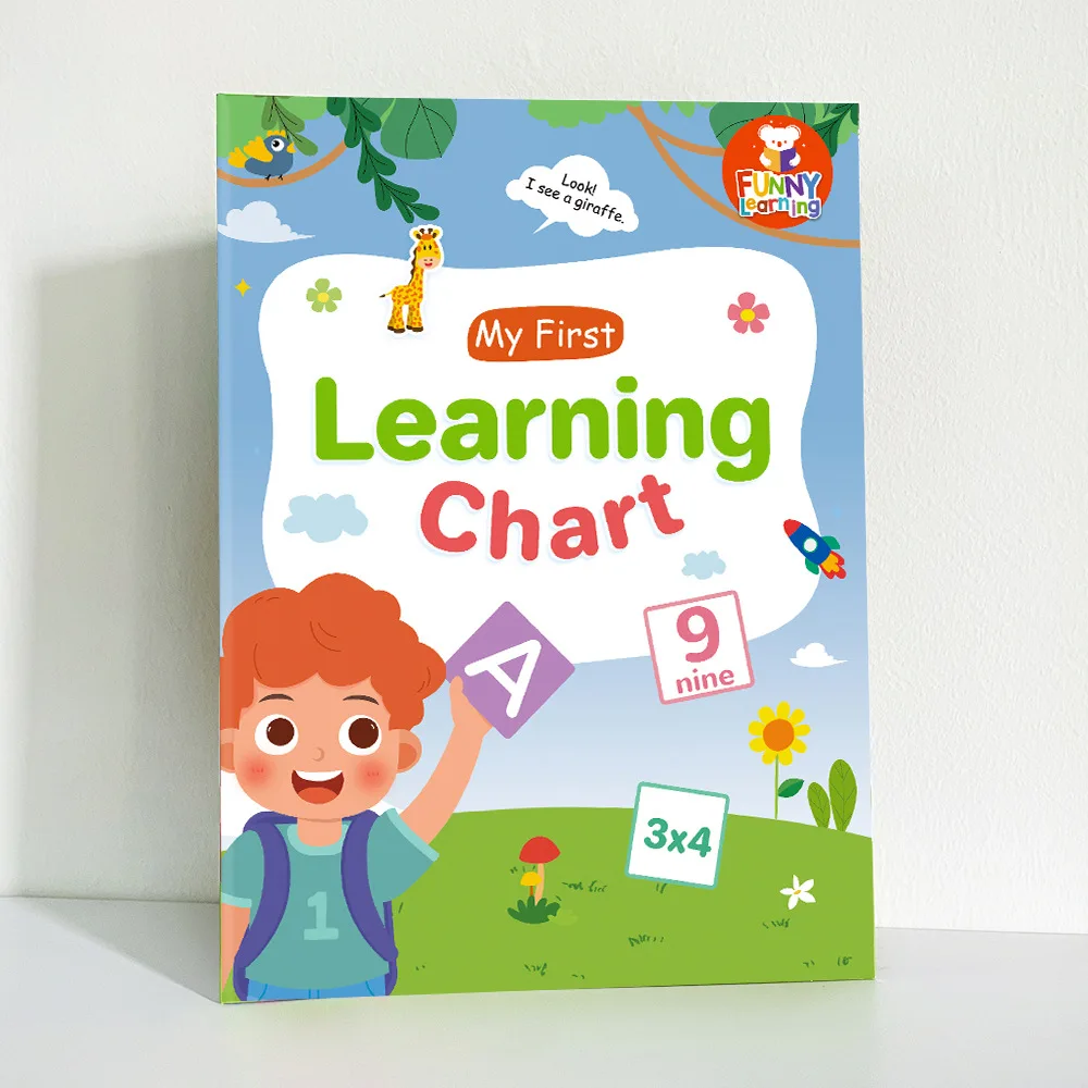 1 Book My First Learning Chart and Phonics Educational Teaching Aids Vocabulary Building Poster Set, Homeschool Study Activity