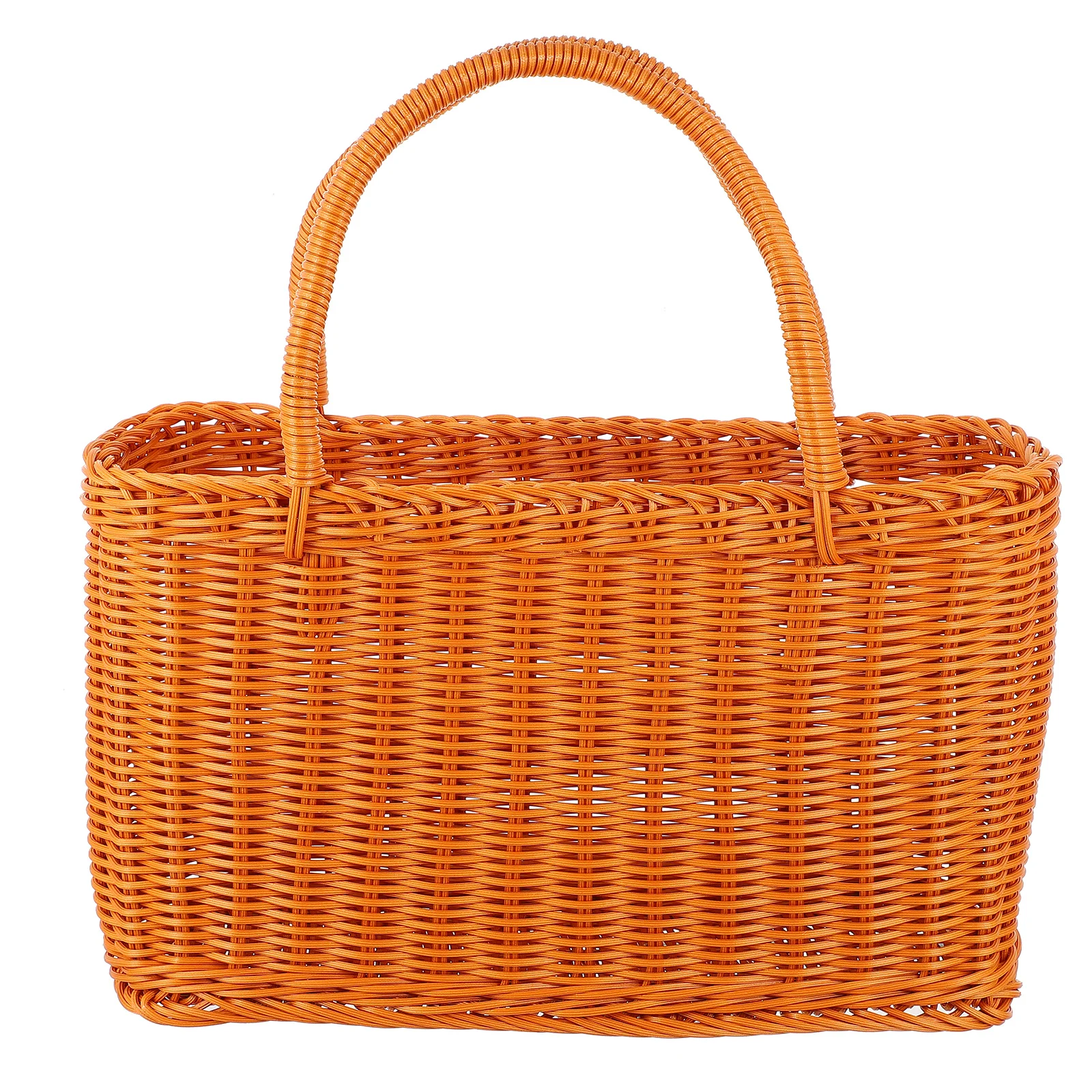 

Rattan Woven Basket Plastic Container Decorative Household Multifunctional Natural Color Fine Texture Fruit Flower Arrangement