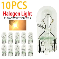 10pcs Car T10 Halogen W5W 168 194 158 Wedges Bulbs Auto License Plate Lamp Instrument Light Reading Lights Clearance Lamp 12v 5w