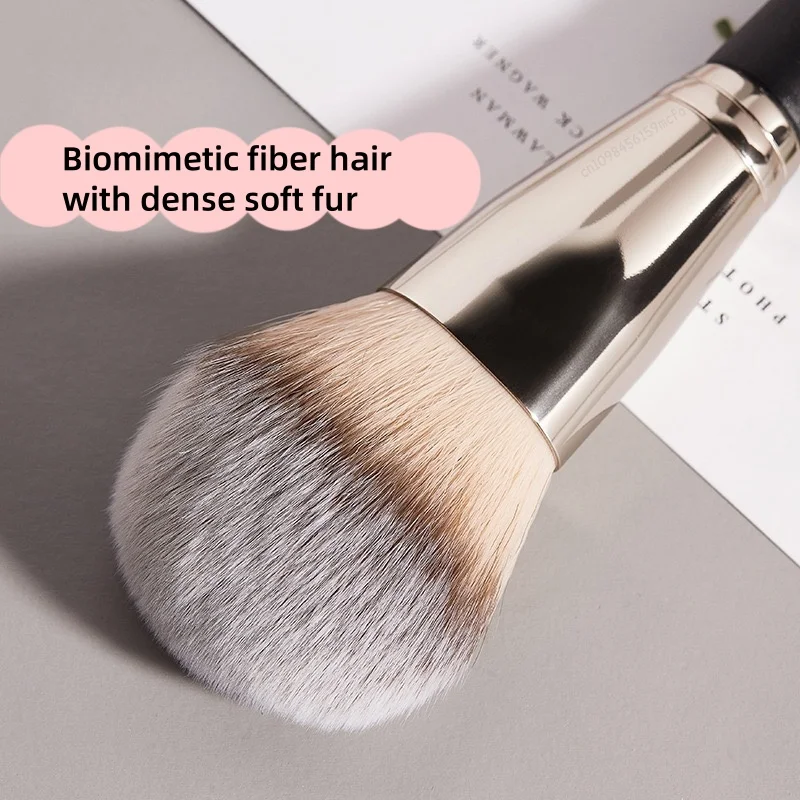 قطعة واحدة من فرش مكياج البودرة الدقيقة باللون الأسود، فرشاة مكياج أحمر الخدود برونزي برأس مستدير، أدوات تجميل للوجه ناعمة #2