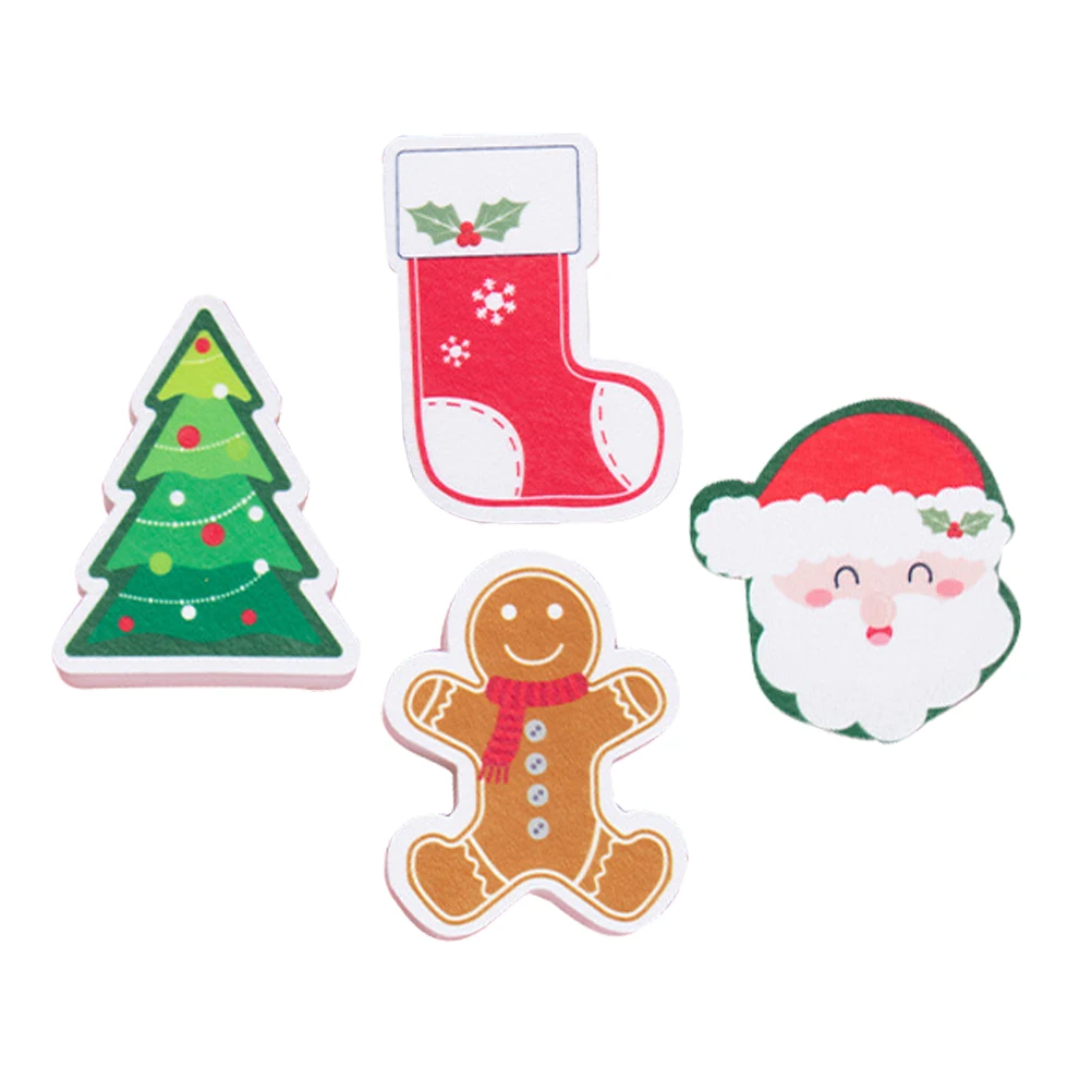 

4pcs Christmas Dishwashing Sponges Reusable Thickened Cleaning Sponge Funny Kitchen Scrubbers Longlasting Xmas Theme