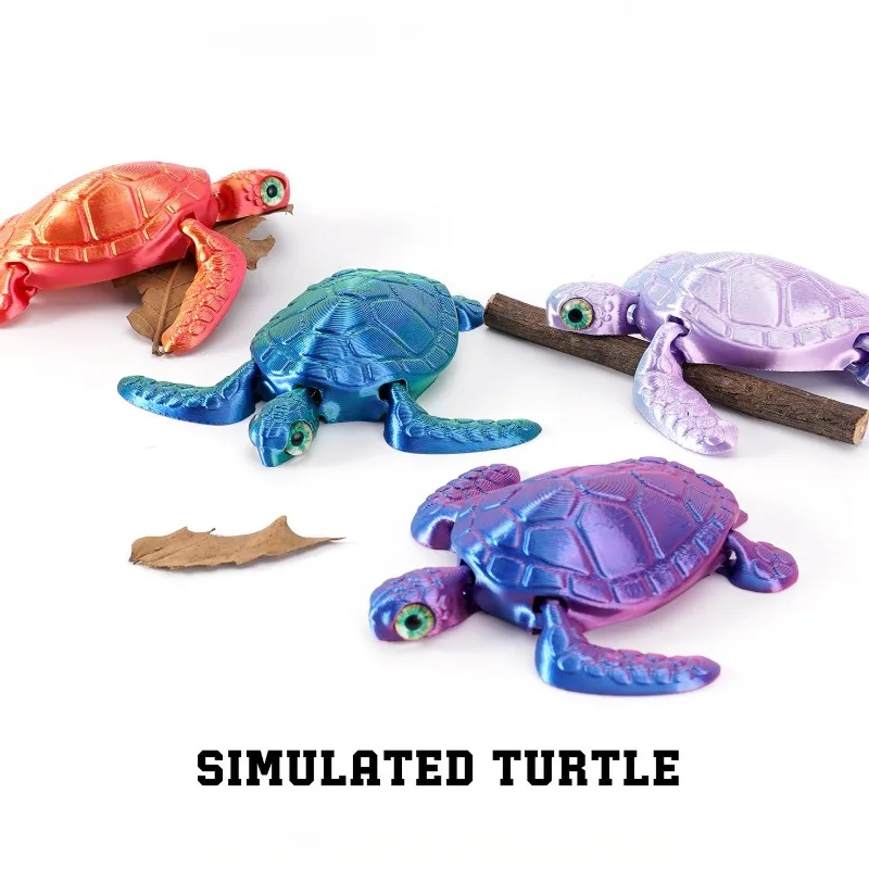 1 шт., 3D печатная модель черепахи, игрушки, многошарнирный подвижный орнамент, реалистичные фигурки животных, украшение для рабочего стола, поделки, миниатюры, игрушки
