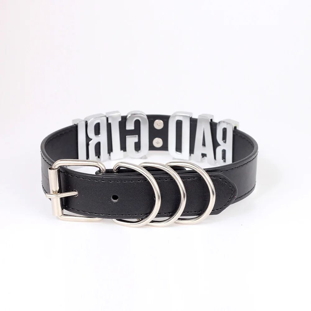 Custom Collar Punk Letter Choker O Ring Personalized Cosplay DIY  Gift Gothic Necklace Chocker Pu Leather DADDY For Women