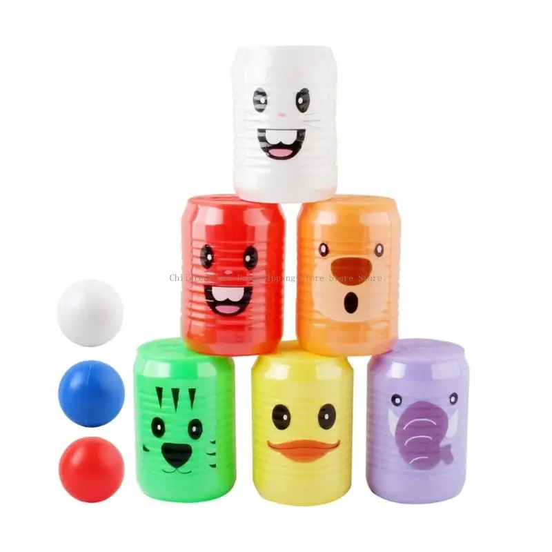 Plastic Bowling Game Set Toy For Children Includes 3 Balls 6 Cans Indoor Sport