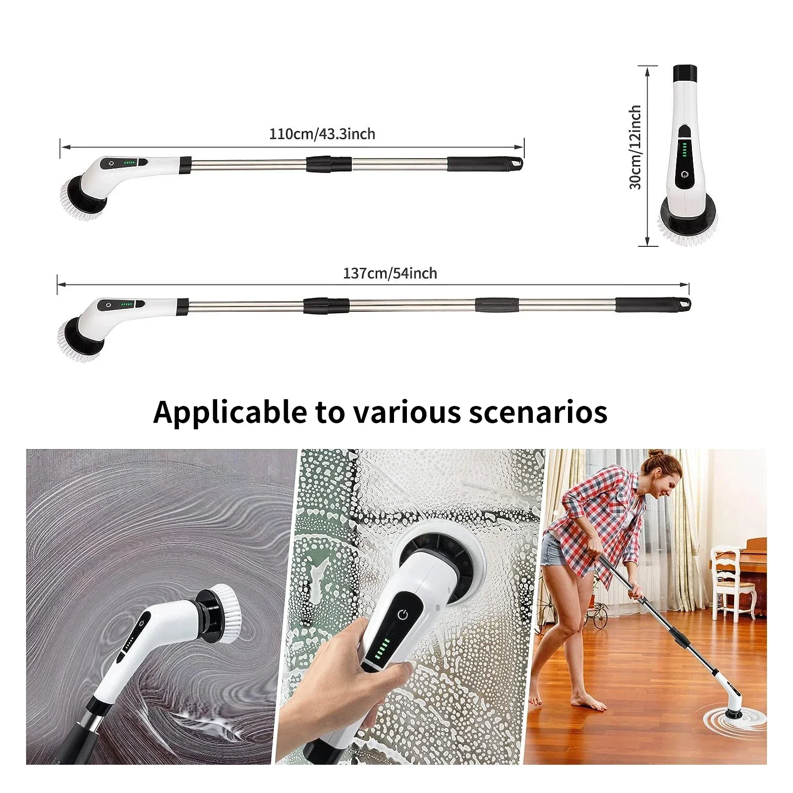 Electric Spin Scrubber Handheld Set Plastic Cleaning Tool Kits Baby's Toilet Bathtub Bathroom Safe Effective Cleaning