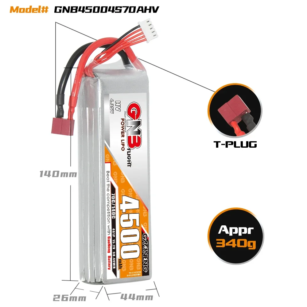 GAONENG  4500mAh HV 4S 70C 140C 15.2V DEANS LiPo Battery Drone Truck Drone Airplane Helicopter MultiCopter Drone Boat Hobbies