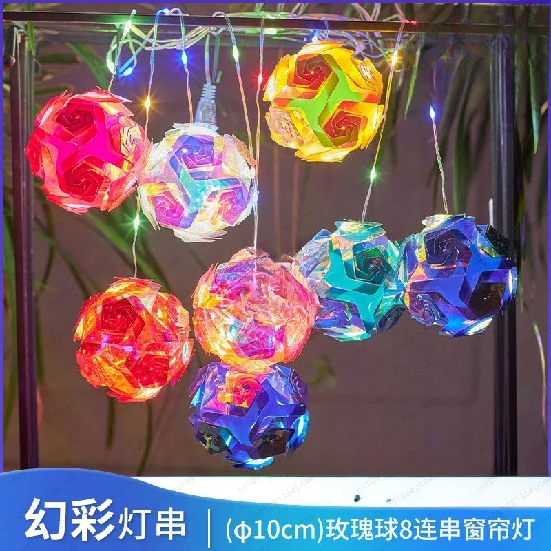 Symphony laser rose ball, courtyard night view decoration hotel atmosphere sets off the shopping mall