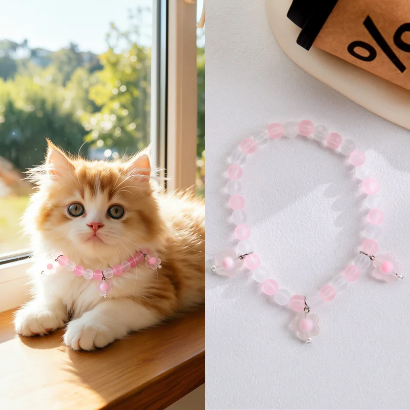 Pet Collar DIY Bead Heart Collar Necklace for Love Pets Love Korean Ins Sweet Jewelry Gift Dropshipping Accessories