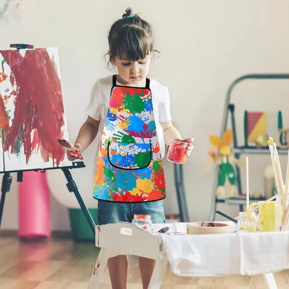 Nuevo Delantal de pintura de poliéster para niños, disfraz de Cosplay fácil de limpiar, Baberos artísticos, delantal de cocina impermeable