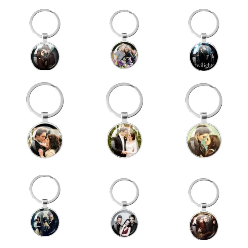 Movie Bella Edward Jacob Renesmee Pendant 25mm Round Keychain Glass Cabochon Twilight Character Fashion Accessory