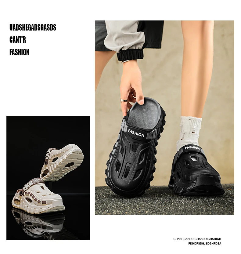 Herren- und Damen-Clogs mit Dicker Sohle, EVA Atmungsaktive Hohle Pantoffeln, Lässige Outdoor-Strand-Garten-Slides, Rutschfeste Plateau-Sandalen – Detail 4