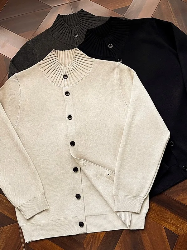 

Мужской трикотаж на пуговицах, кардиган, свободный крой, зимний свитер с высоким воротником, повседневная верхняя одежда в американском стиле, пальто