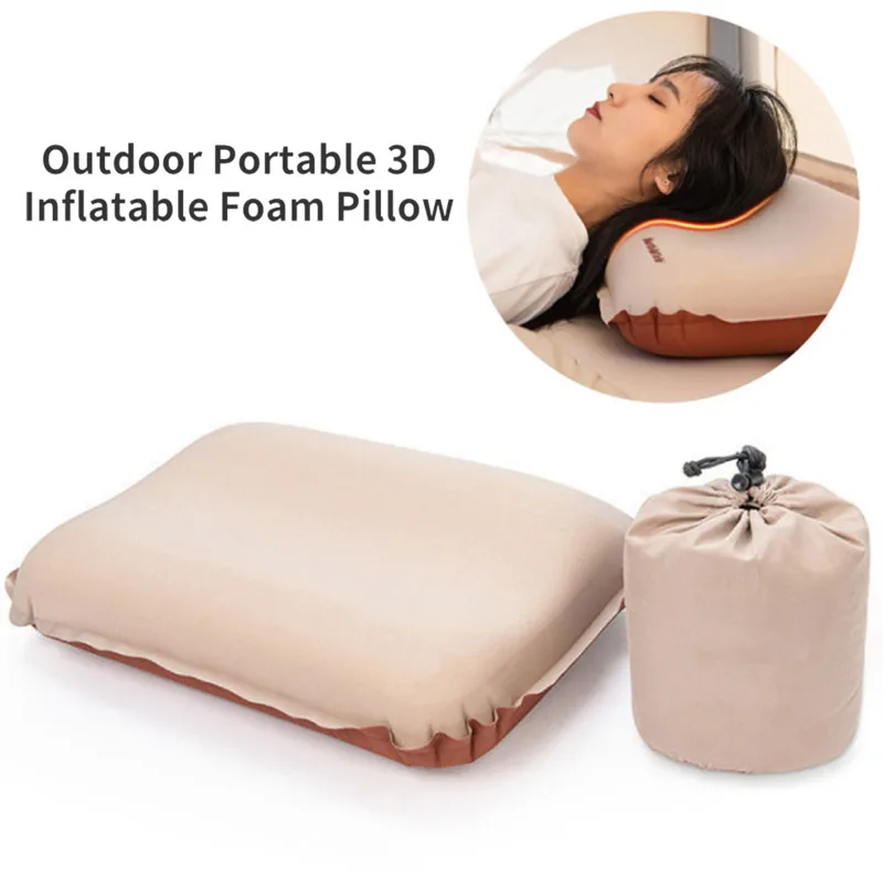 Travel Portable Easy To Store Automatic Inflatable Pillow Outdoor 3D Comfortable Pillow High Elastic Back Cotton Cheese Pillow