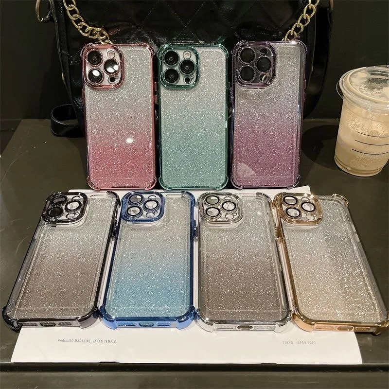 Luxury Flash Card Plating Case For Infinix Hot 40i 30 10s 9 Play Smart 8 Note 40 Spark Go Gradient Glitter Shockproof Anti Fall