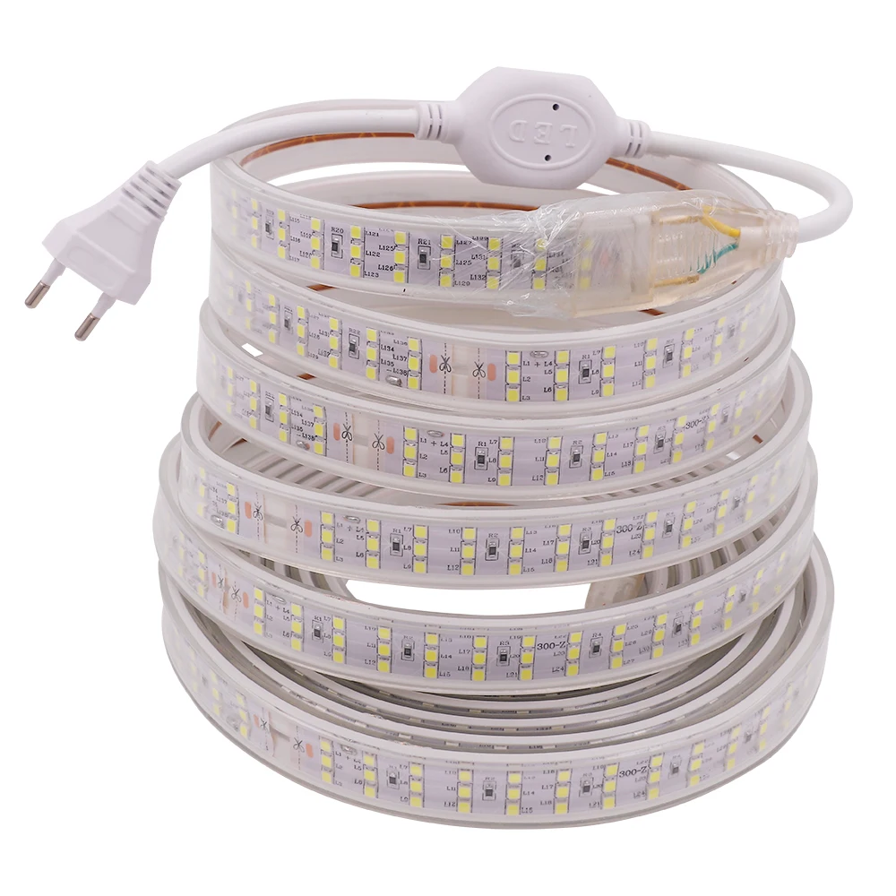 

220V LED Strip Waterproof 276Leds/M SMD 2835 High Bright Flexible Ribbon Tape Rope Home Garden Decoration LED Lights