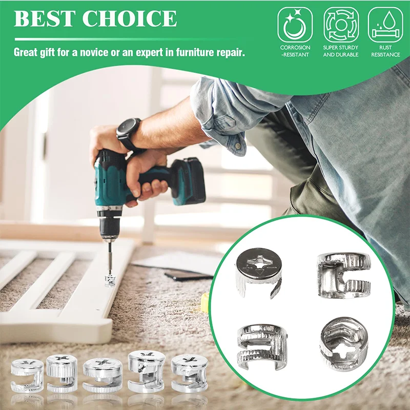 20 Pcs Furniture Cam Lock Nut Fastener 15x12mm Nut Connector Fitting for Cabinet Drawer Wardrobe Panel Connecting Locking Nuts