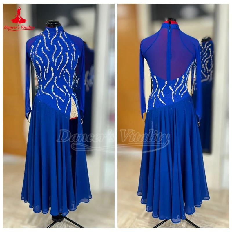 

Женская одежда для выступлений и соревнований на заказ, вальс Фокстрот, Quickstep, профессиональная одежда, платье с длинными рукавами для танцев Blackpool Festiva