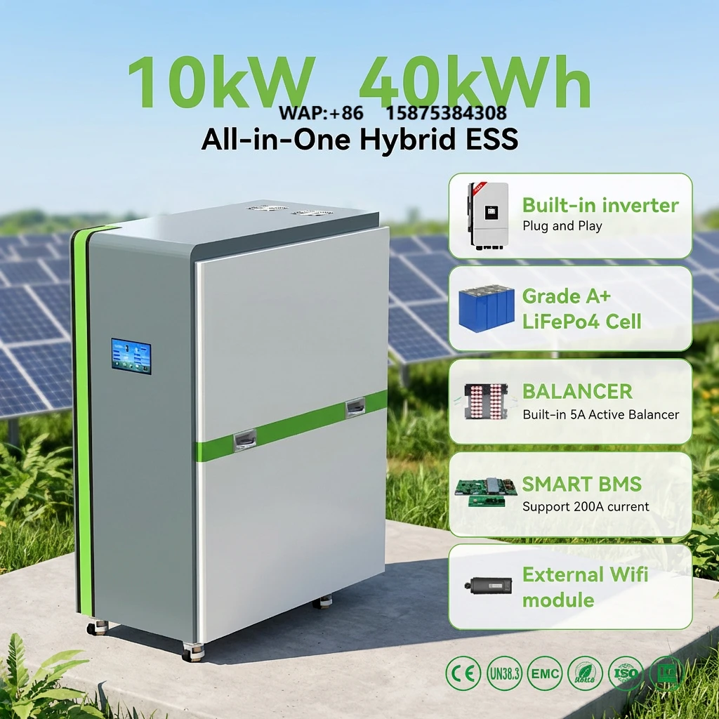 Battery 30kW All in One Solar Power System 10kVA 40kWh Lithium Battery Storage Hybrid Inverter for Home Energy System