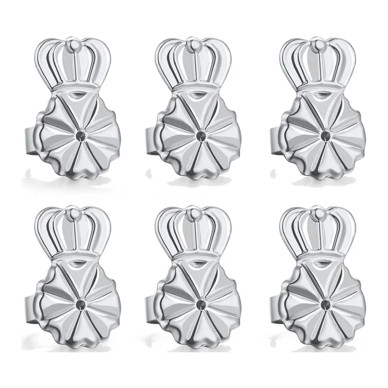 3-Pairs Earring Backs,Earring Backs Lifter for Heavy Earrings, Adjustable Hypoallergenic Secure Earring Backs(Silver)