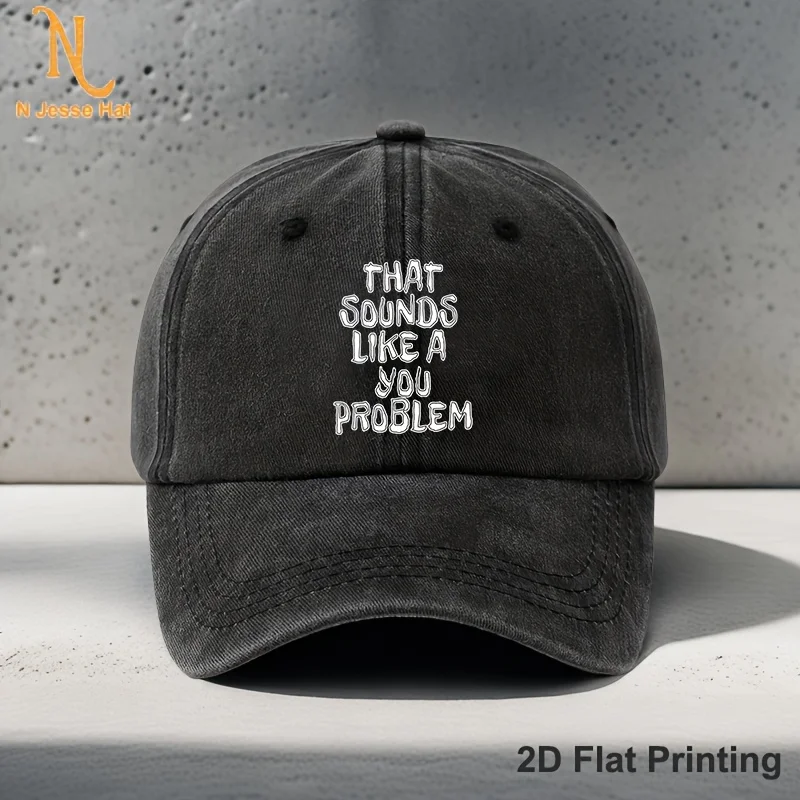 【This Sounds Like Something You Should Worry About】Fashionable Baseball Cap with Fun Letter Prints - Breathable Grandpa Hat or Dad Hat, Unisex, Adjustable Golf Sun Hat, Outdoor Leisure and Vacation Hat