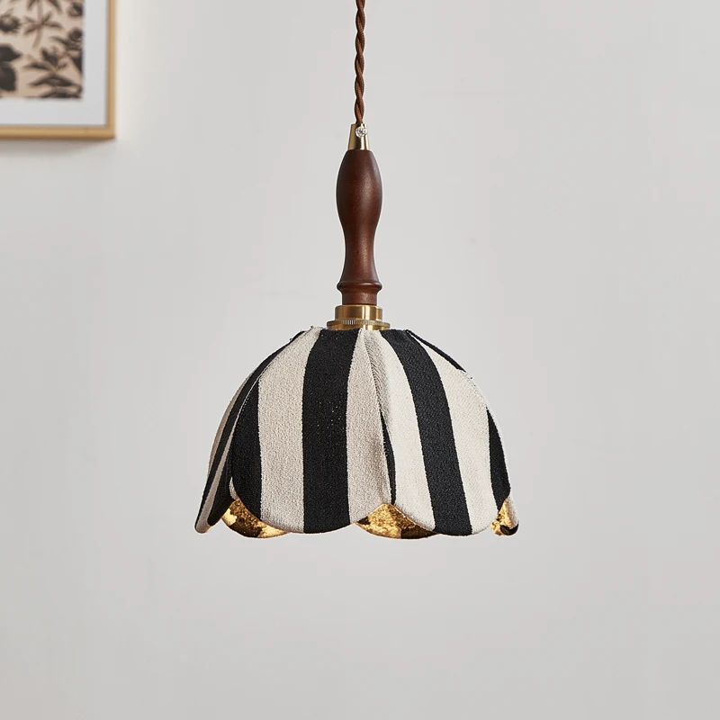 

French Style Bedroom Fabric Pendant Light Modern Vintage Home Decoration Dining Room Lamp E27 Kitchen Island Bar Hanging Lamps