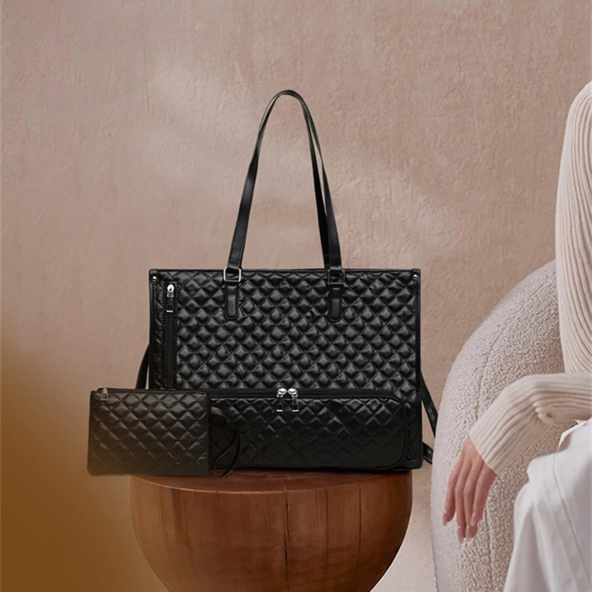 

Lunch Bag Combo Elegance Meets Functionality Large Shopping Bag With Lunch Compartment Convertible Laptop Bag Business Work Bag