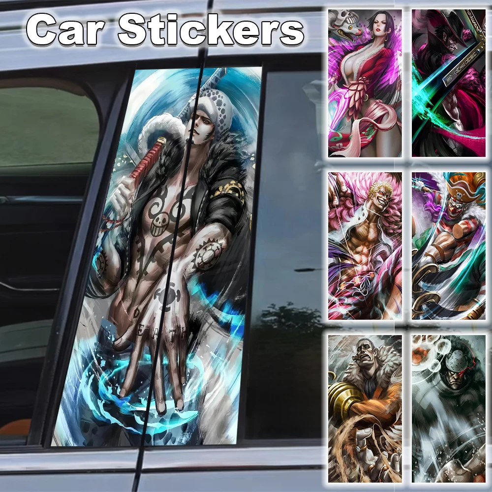 Pegatinas de coche de una pieza, Pilar B, Pilar C, cubierta decorativa impermeable, Scratch Luffy, puertas de Anime, Sanji, protector solar, calcomanías de vinilo, regalo