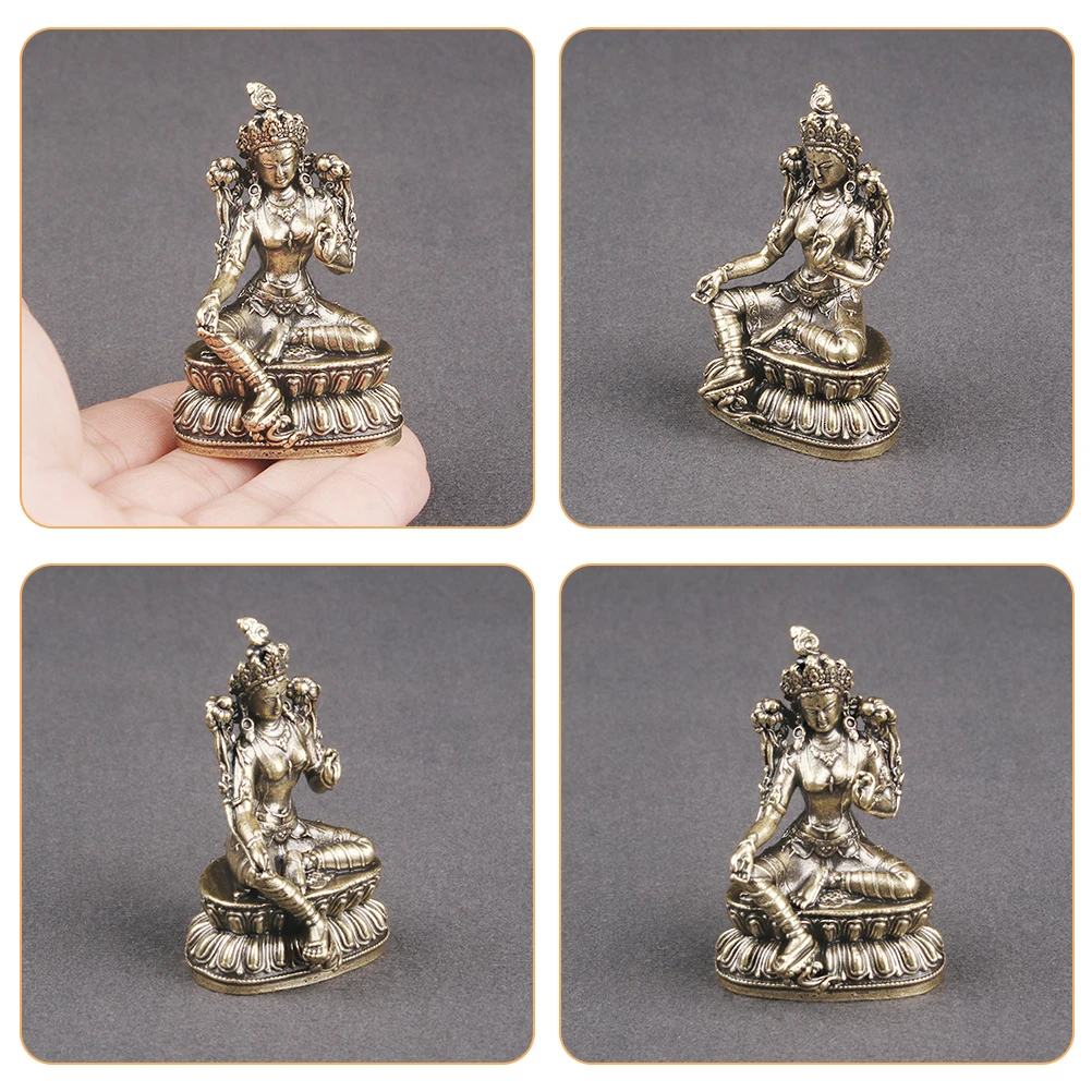 

Green Tara Buddha Statue Retro Brass Figurine Desktop Decor Craft Sculpture Statues Space Saving Desk Adornments