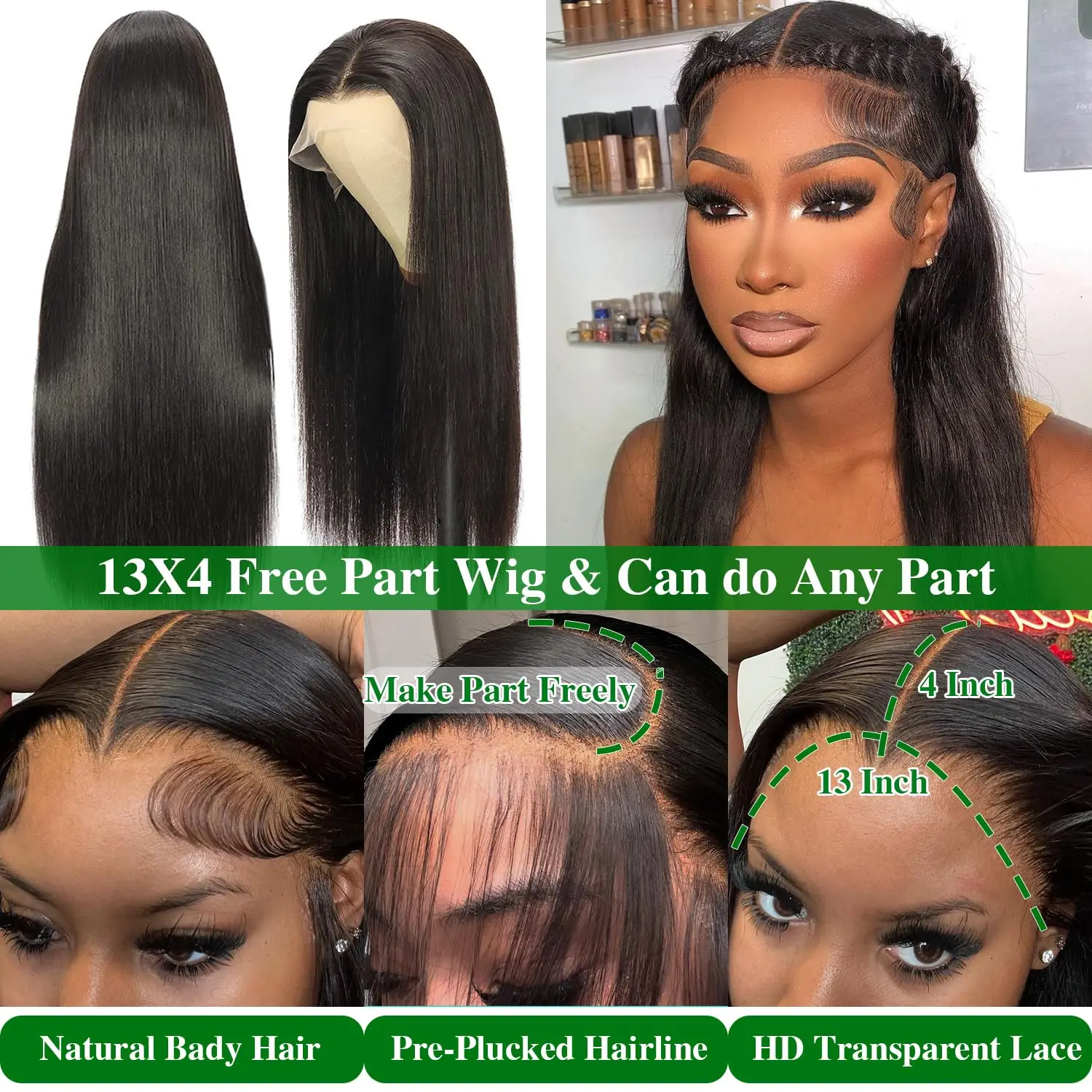 Wig rambut manusia Frontal 13x6 renda lurus tulang Wig Brazilian murah Wig depan renda 13x4 untuk wanita obral