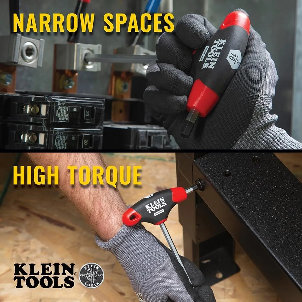 مجموعة مفاتيح سداسية بمقبض على شكل حرف T مكونة من 10 قطع مع شفرات وحامل تخزين، ومجموعة مفاتيح ألين بمقاسات SAE بوصة