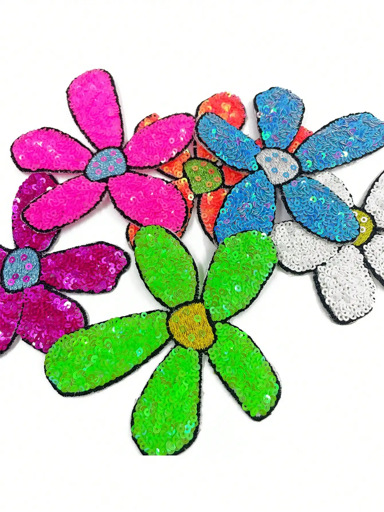 1 Piece Iron On Fashion New Sweet Small Size Colourful Flowers Bead DIY Clothes Bags Decorative Stickers Sequins Subsidies Patch