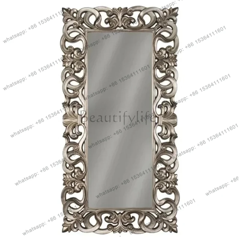

French floor mirror bedroom full body retro full-length mirror European carved mirror