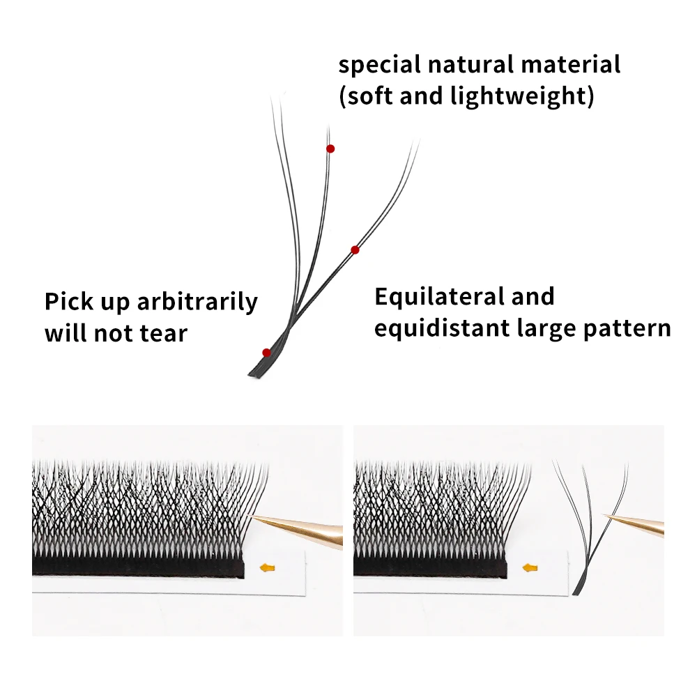 LAIYANUO-extensiones de pestañas con doble punta, 3D W, en forma de W, prefabricadas