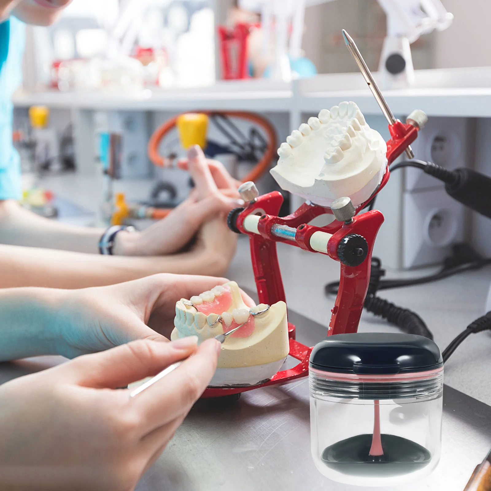 

1 Set Denture Box Portable False Teeth Container Travel Orthodontic Retainer Case Denture Cleaning Cup Plastic Brace Holder