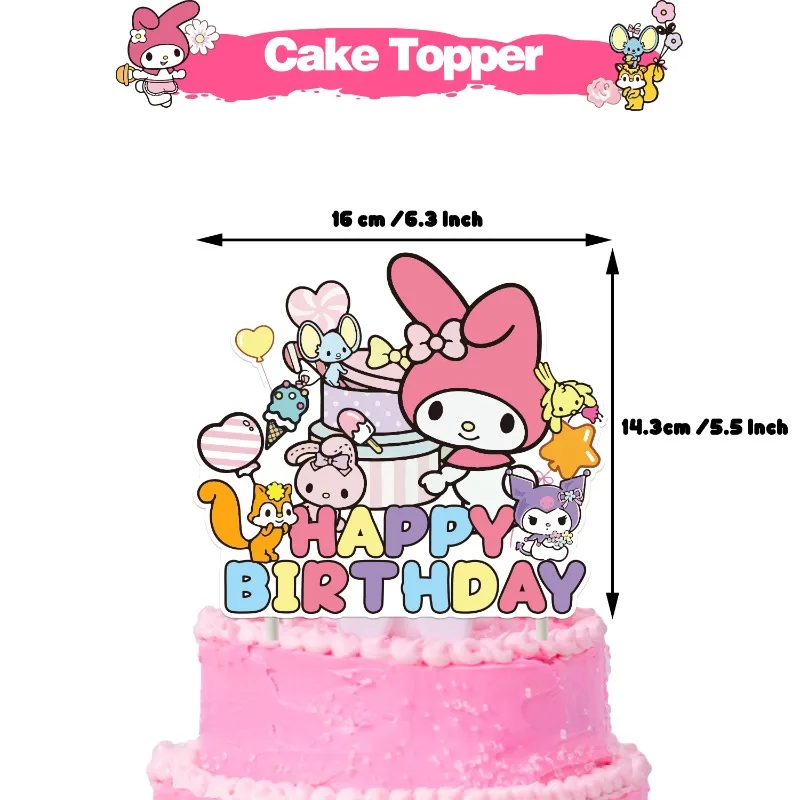 Sanrio Melody Theme Party Supplies, Birthday Banner, Látex Balão Decoração, Bolo Suprimentos, Cartões de convite, DIY, Novo Estilo