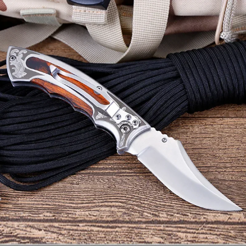 

Damascus 58HRC Folding Knife Pipe Cutter Pocket Knives Multi Survival 8Cr18 Steel Blade Tactical Stiletto Outdoor Knife Tools